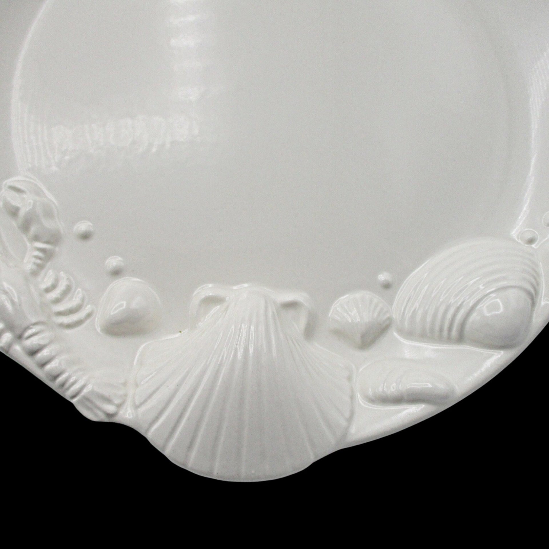 Seafood Plates, Set of 6, Beach or Tropical Decor, White, Deep Relief, Japan