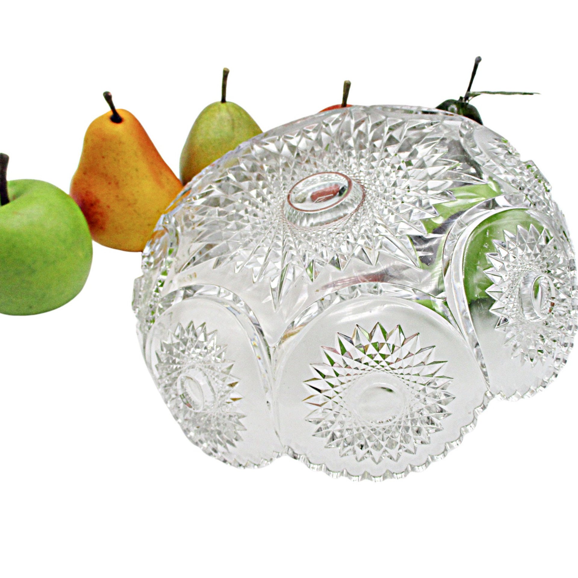 Heisey Fruit or Compote Bowl, 9 Inch Diameter, Ornate Starburst Design, Serving Bowl, Wonderful Condition