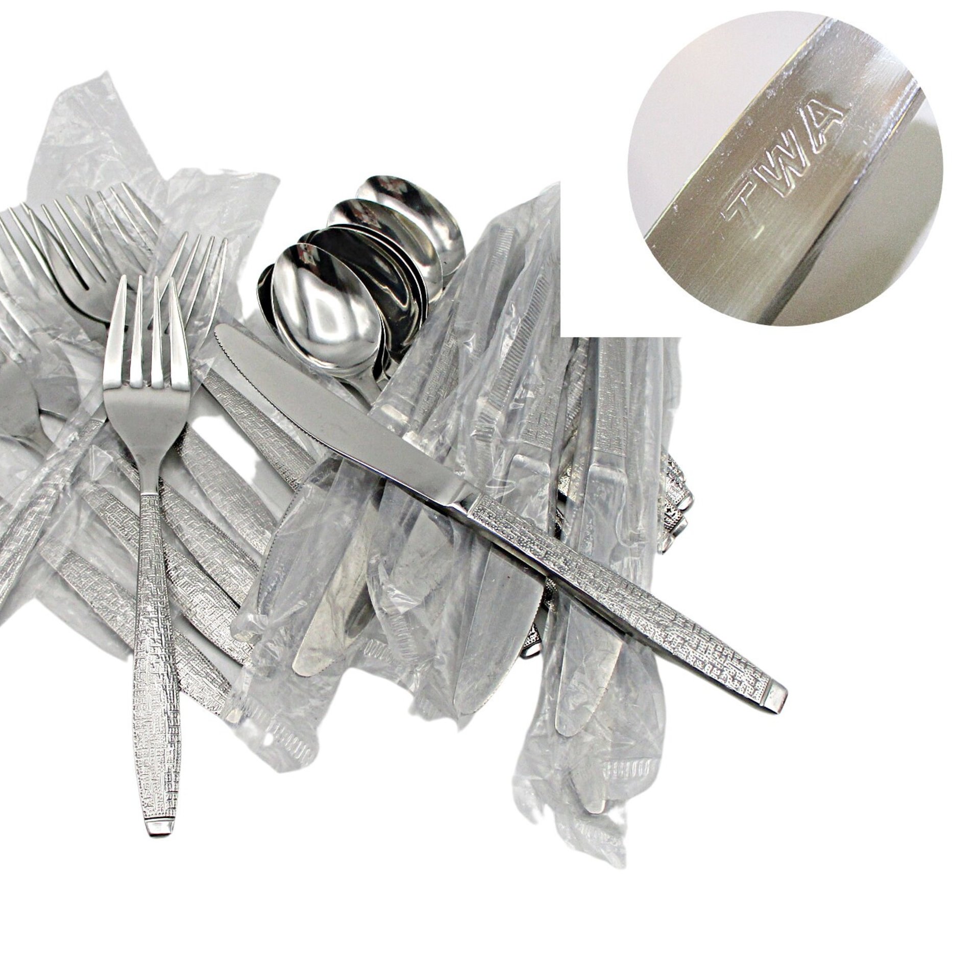 Vintage TWA Flatware, 8 Place Settings PLUS Replacement Pieces, Airline Silverware, Airline Memorabilia, Trans World Airlines Collectibles