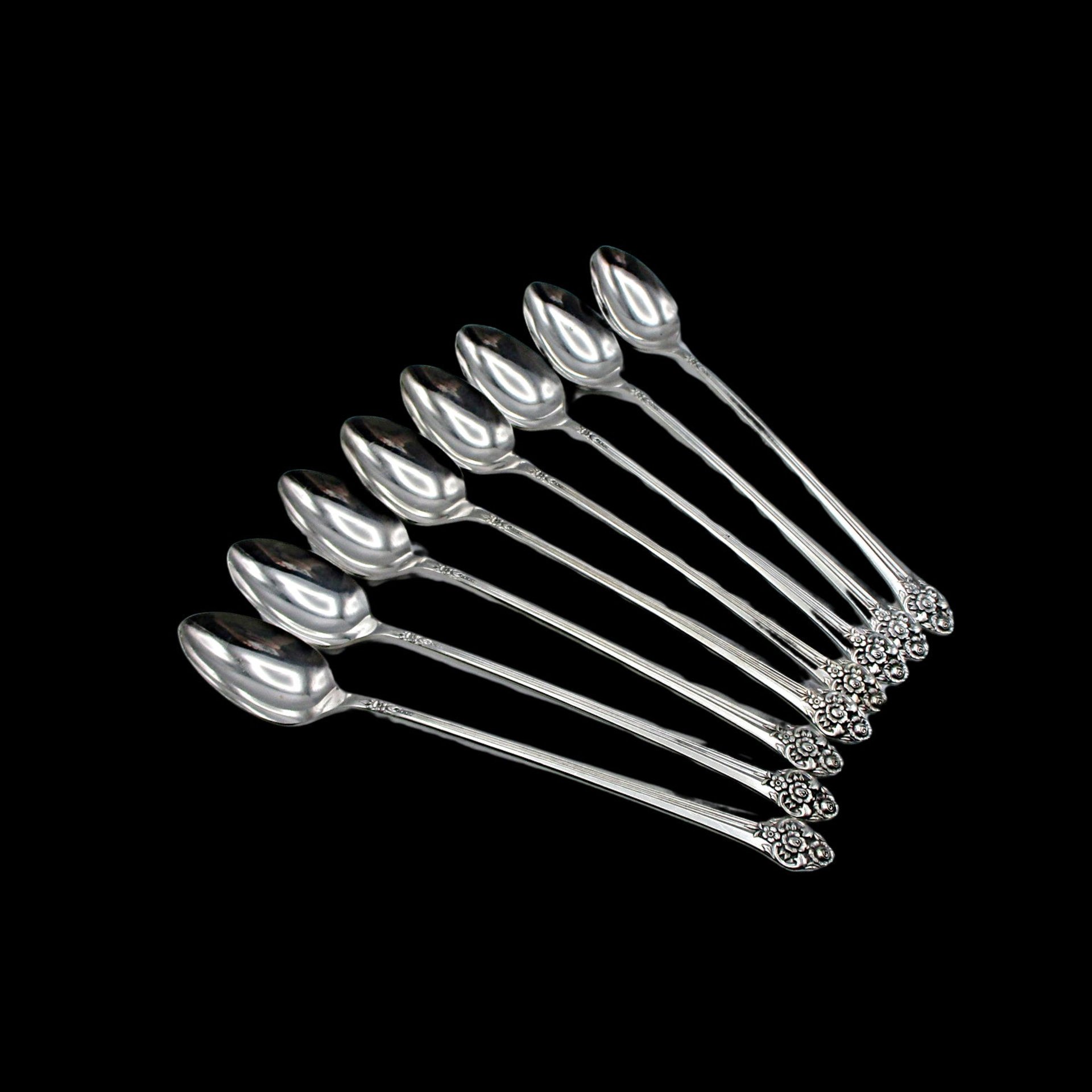 Rogers Plantation Iced Tea Spoons, Silver Plate, Set of 8, Replacement Flatware or Silverware, Table Ready