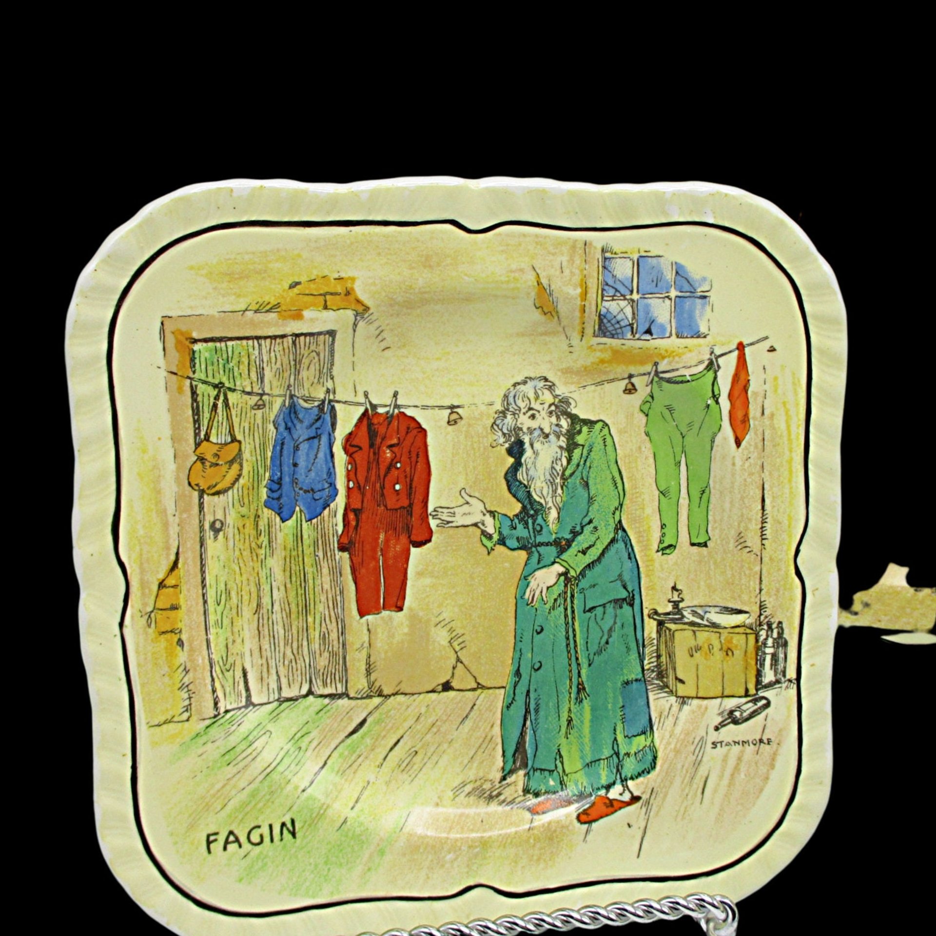 Charles Dickens Character Dish Set Fagin, 4pc Set, Luncheon and Dessert Plate, Cup and Saucer, by Alfred Meakin