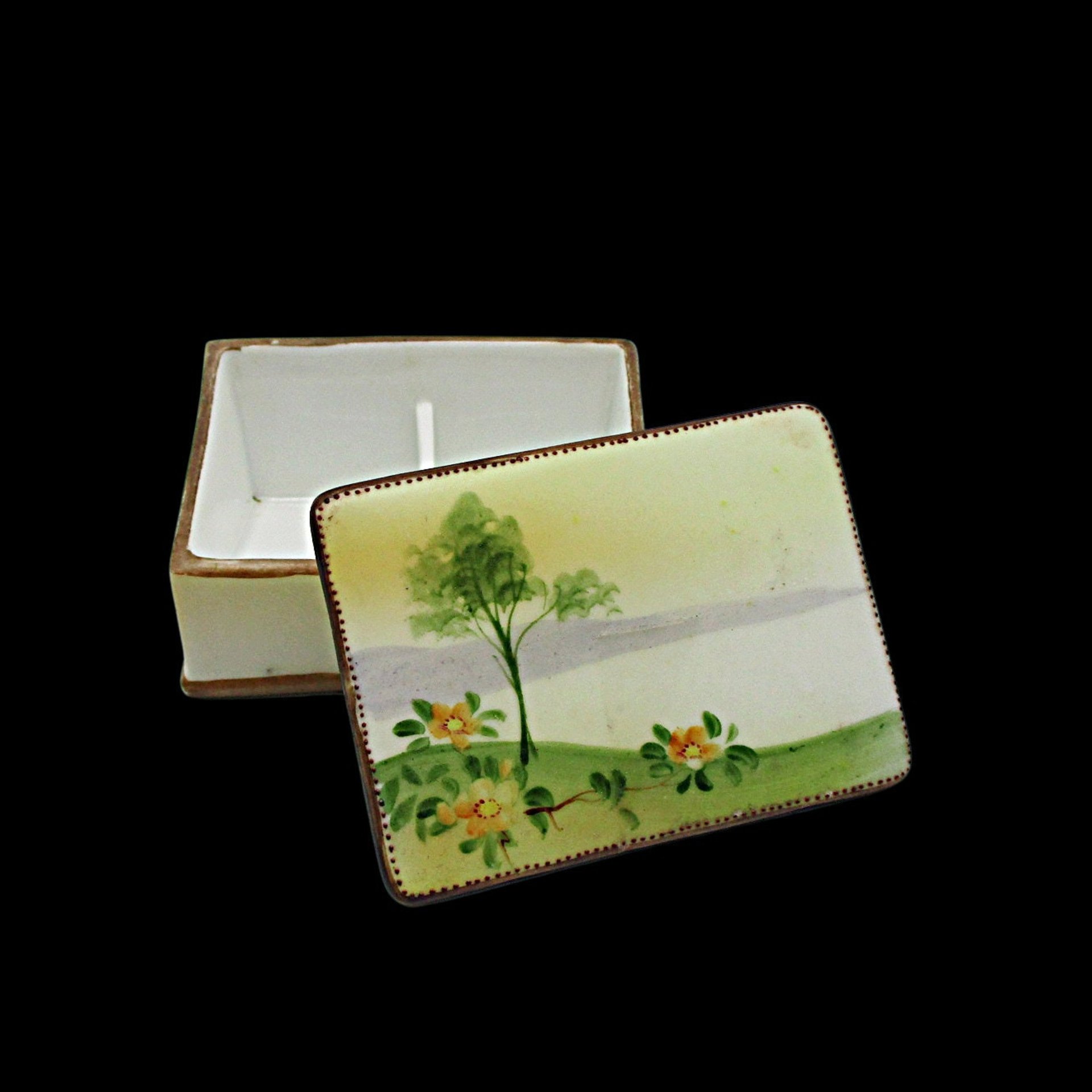 Nippon Trinket or Ring Box, Small Hand Painted Porcelain Jewelry Box, Engagement Ring Presentation Box