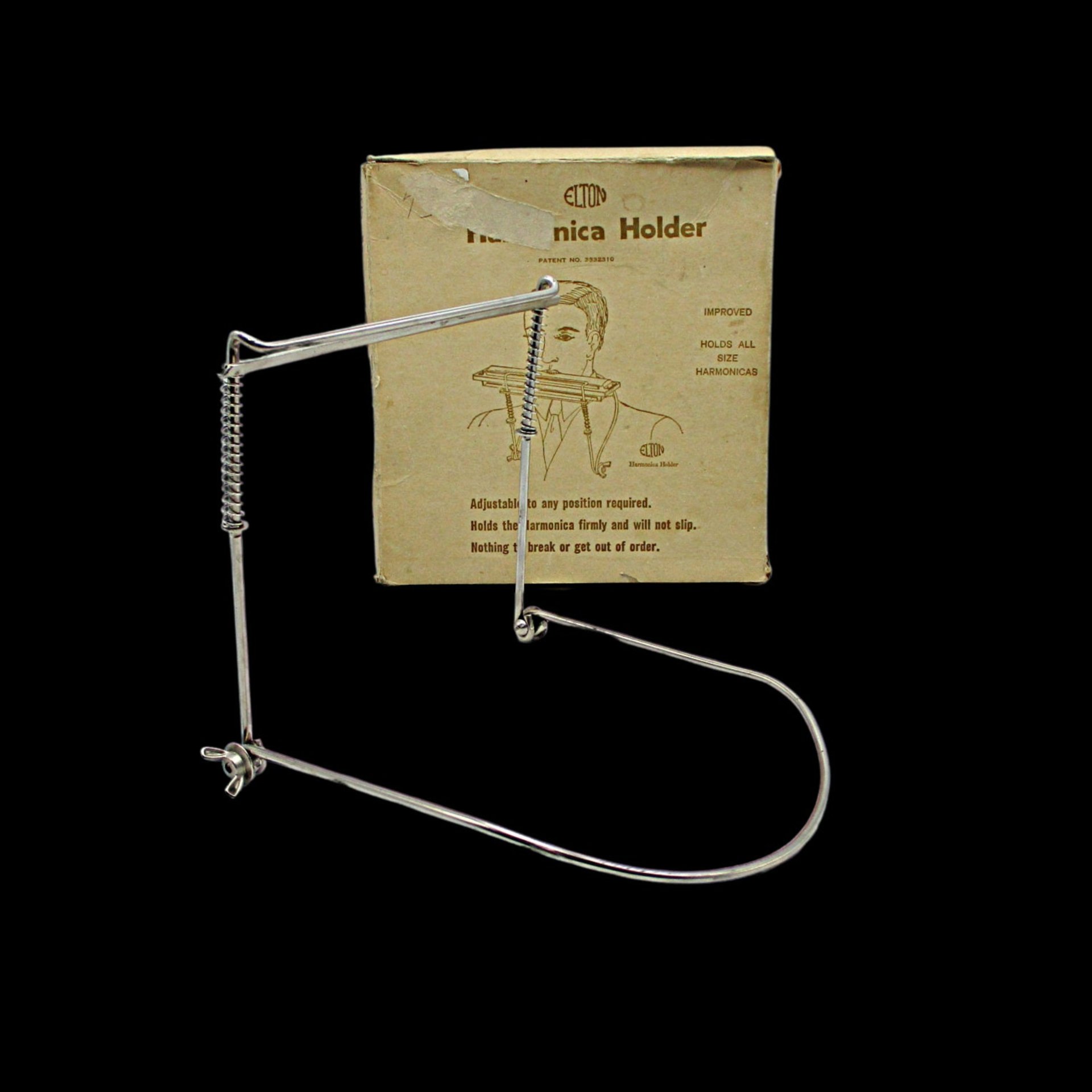 Vintage Harmonica Holder, Original Box, by Elton, Great Condition, Gift for Harmonica Player