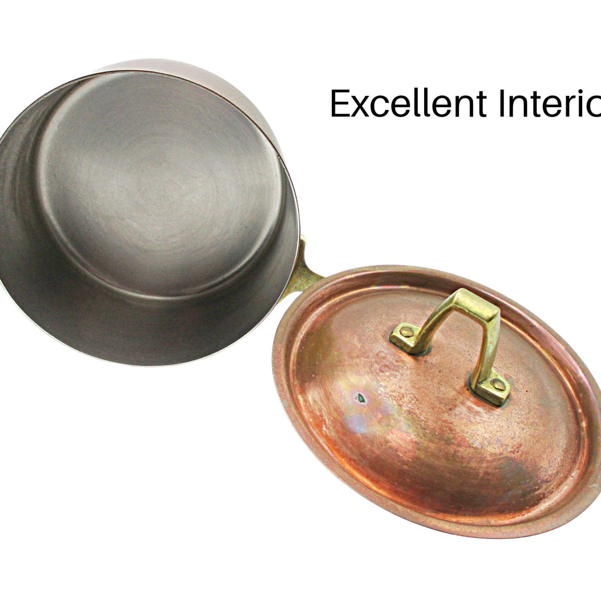 Copper Sauce Pan Paul Revere, Limited Addition, with Lid, No Dents, 5 1/4 Inch Diameter, Solid and Heavy