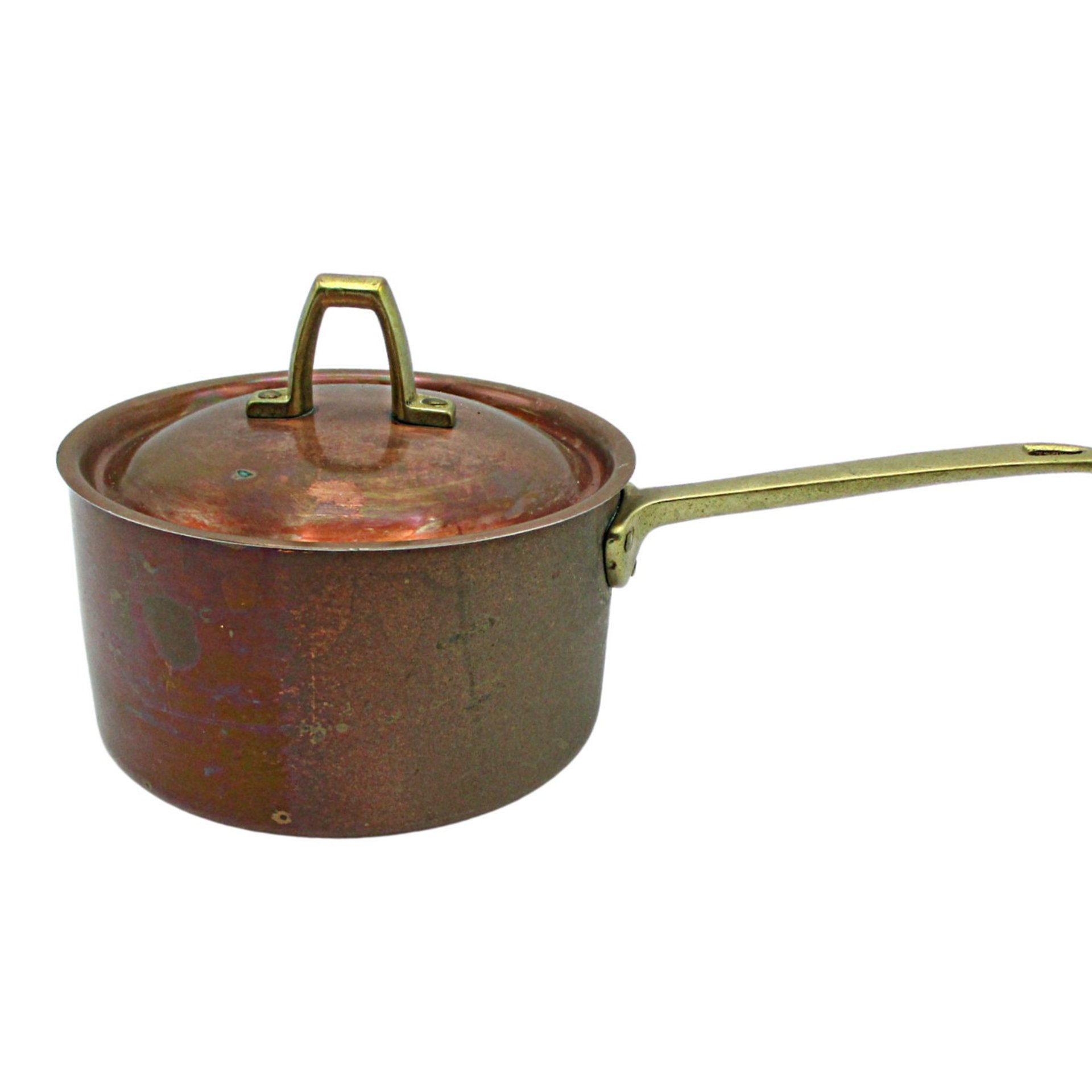 Copper Sauce Pan Paul Revere, Limited Addition, with Lid, No Dents, 5 1/4 Inch Diameter, Solid and Heavy