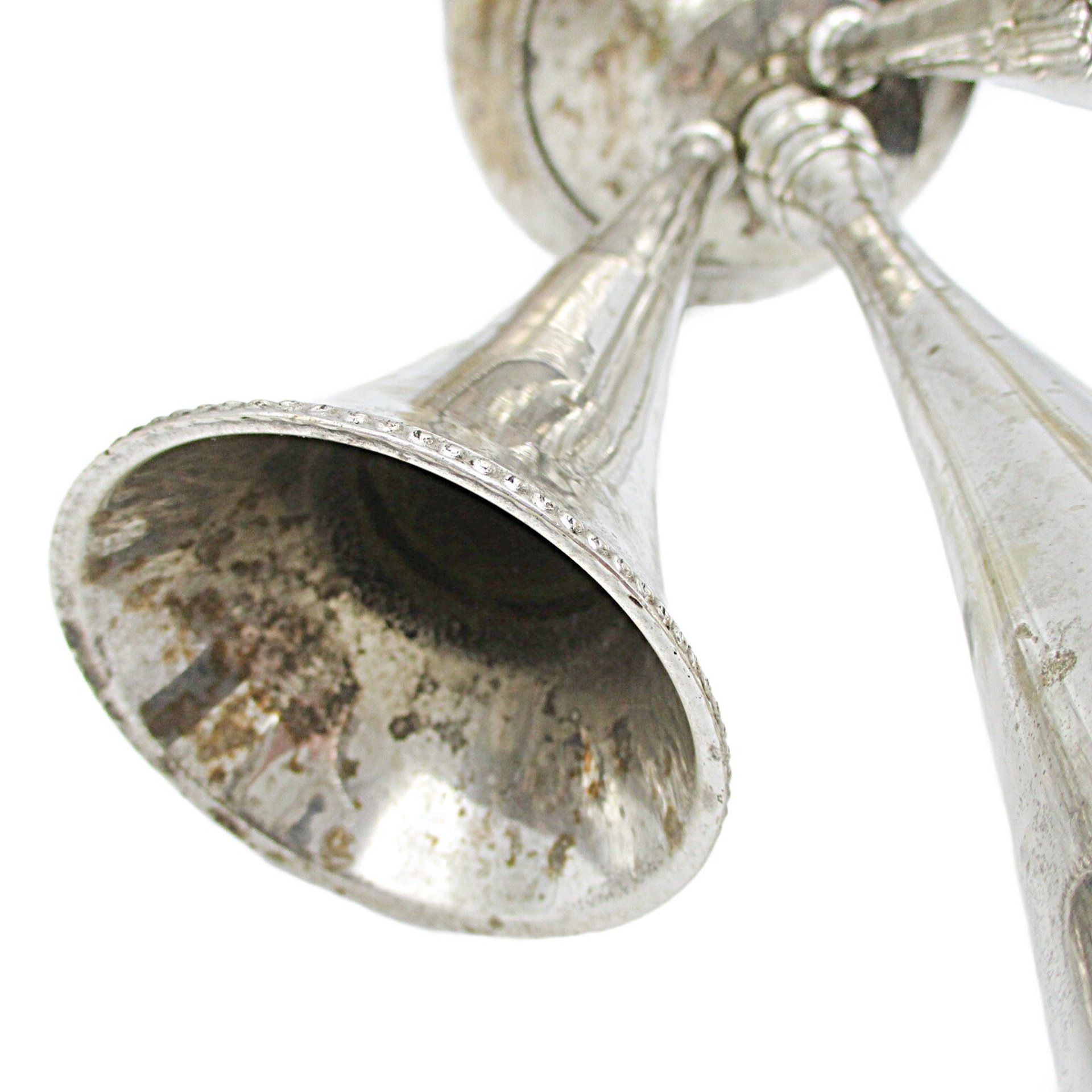 Silver Plate Epergne French Country, Tarnished and Distressed, Flower Holder, Elegant Shabby Decor