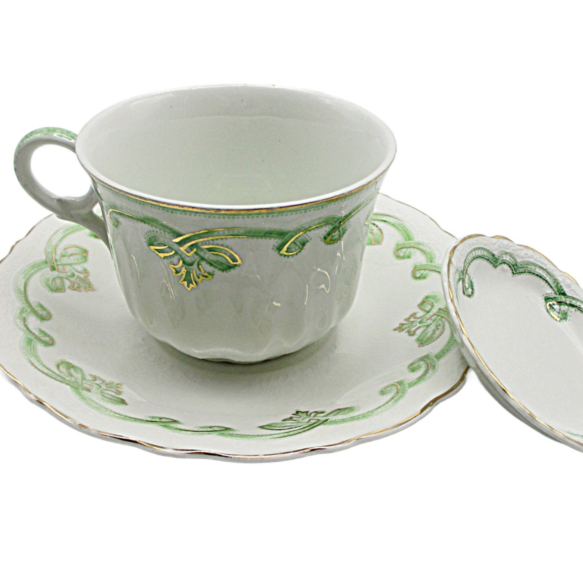 Johnson Bros Rolland Butter Pat and Cup and Saucer Set,  Green Pattern, Green Irish Look, Other Piece Types Available, Made in England