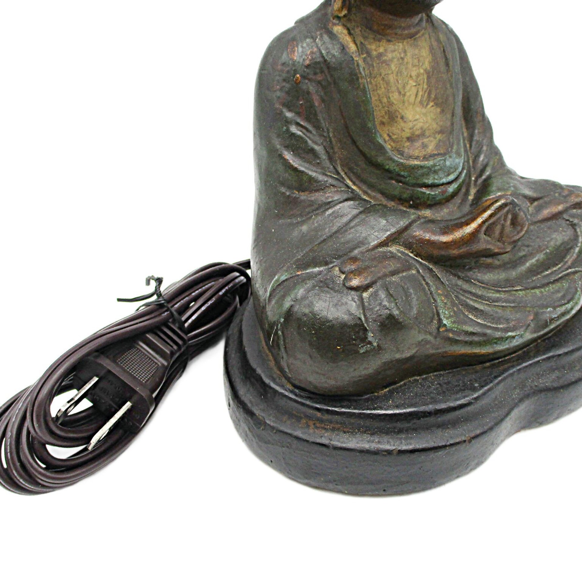 Buddha Table Lamp, Mid Century, Dark Tones and Gold, Small Accent Lamp