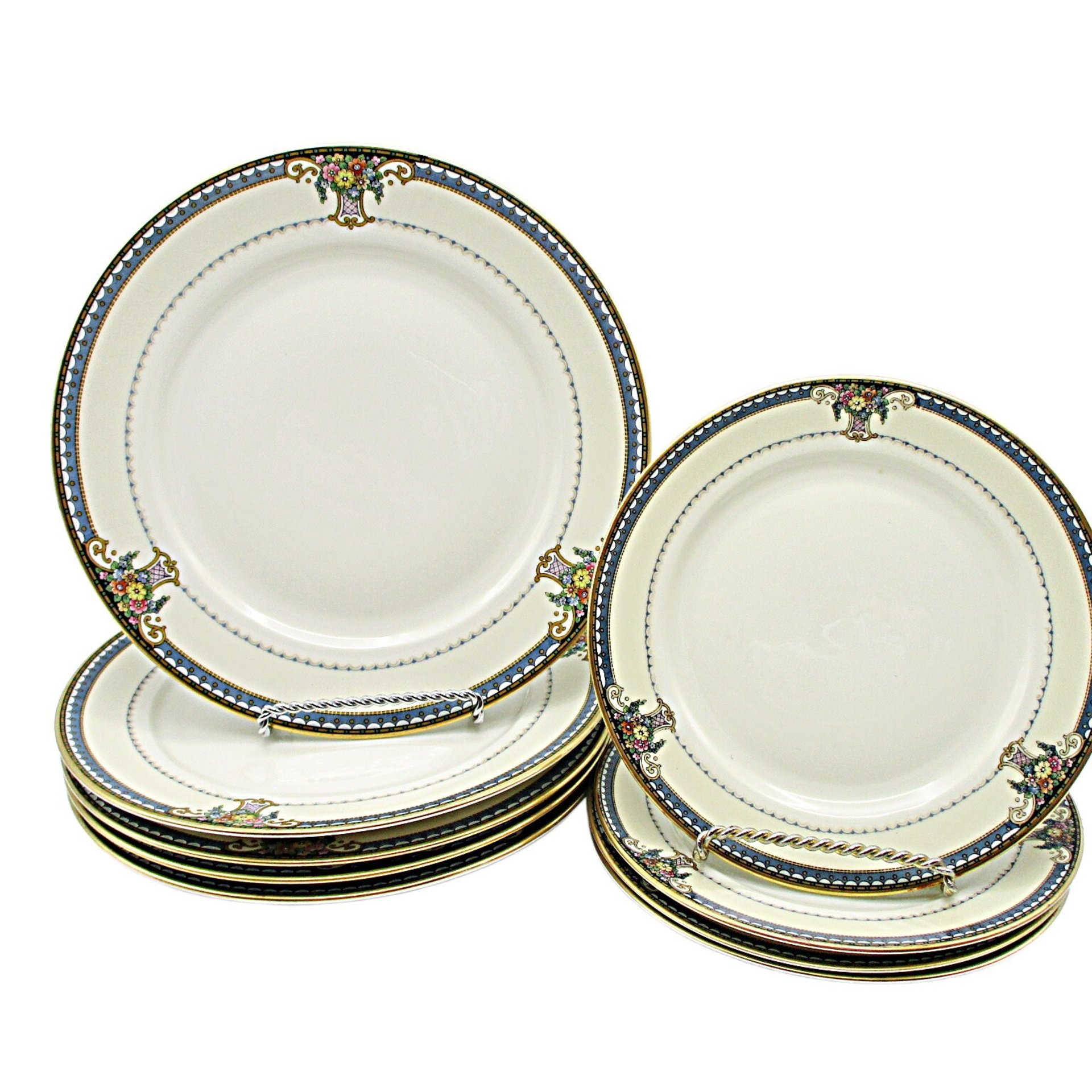 Rosenthal Salad and Bread Plate Sets, Gladmere, Your Choice, Florals with Dark Blue Borders, Made in Bavaria Germany