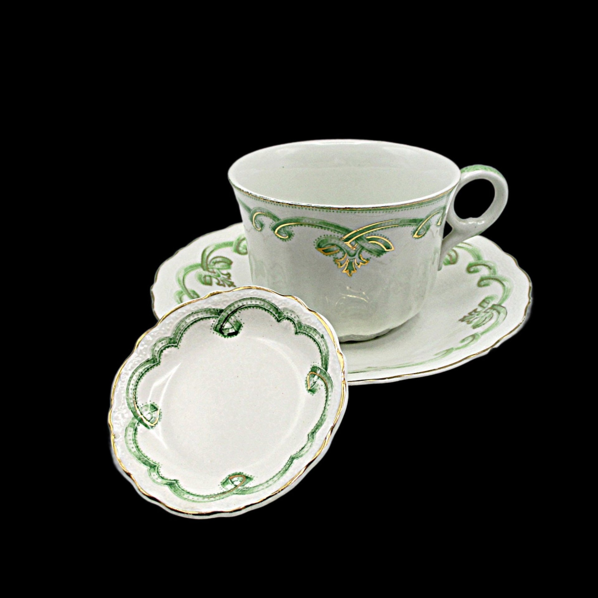 Johnson Bros Rolland Butter Pat and Cup and Saucer Set,  Green Pattern, Green Irish Look, Other Piece Types Available, Made in England