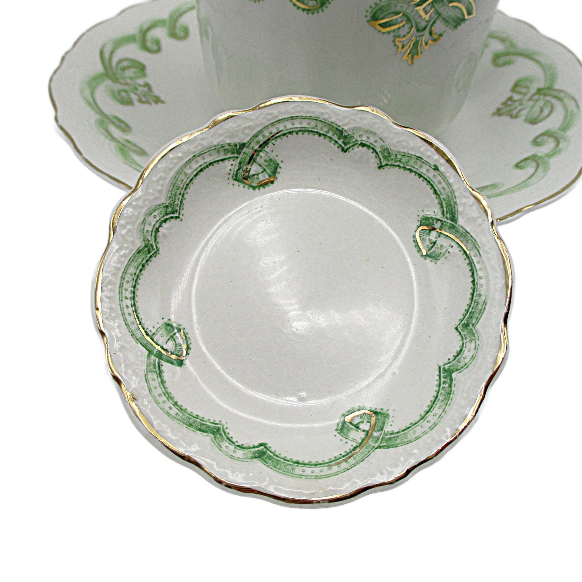 Johnson Bros Rolland Butter Pat and Cup and Saucer Set,  Green Pattern, Green Irish Look, Other Piece Types Available, Made in England