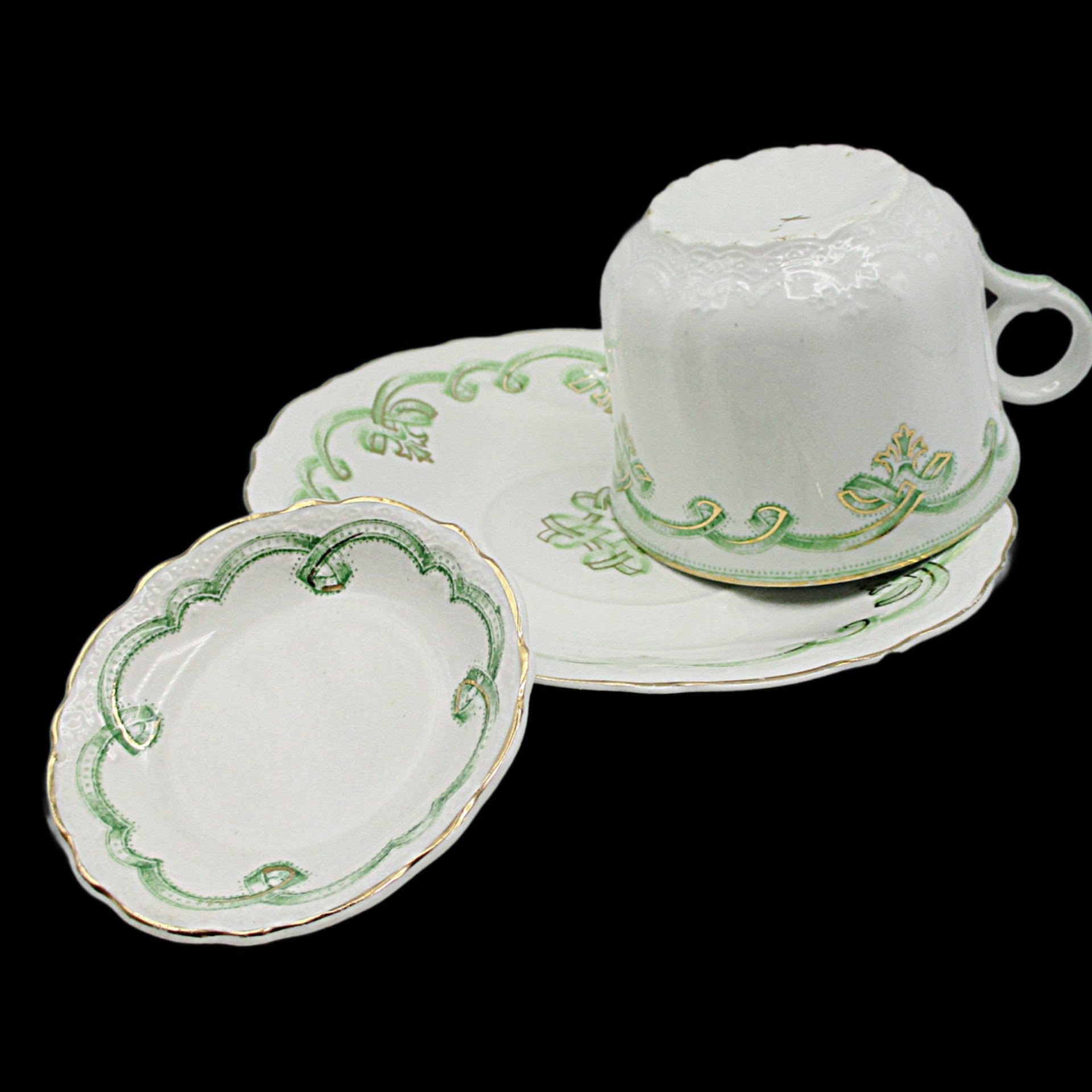 Johnson Bros Rolland Butter Pat and Cup and Saucer Set,  Green Pattern, Green Irish Look, Other Piece Types Available, Made in England