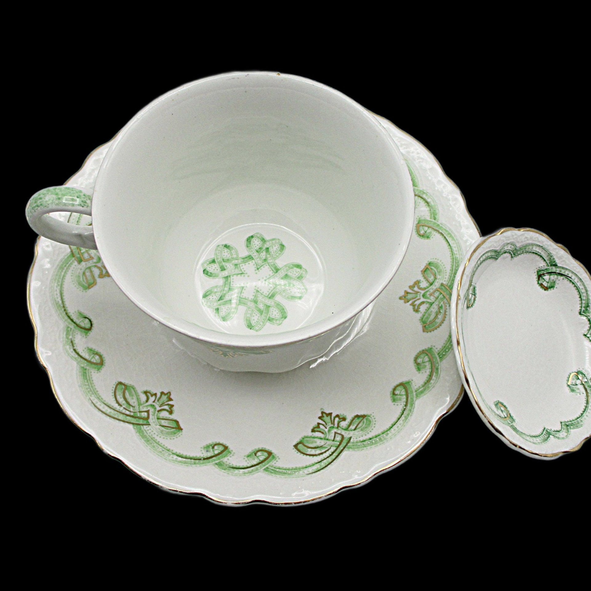 Johnson Bros Rolland Butter Pat and Cup and Saucer Set,  Green Pattern, Green Irish Look, Other Piece Types Available, Made in England