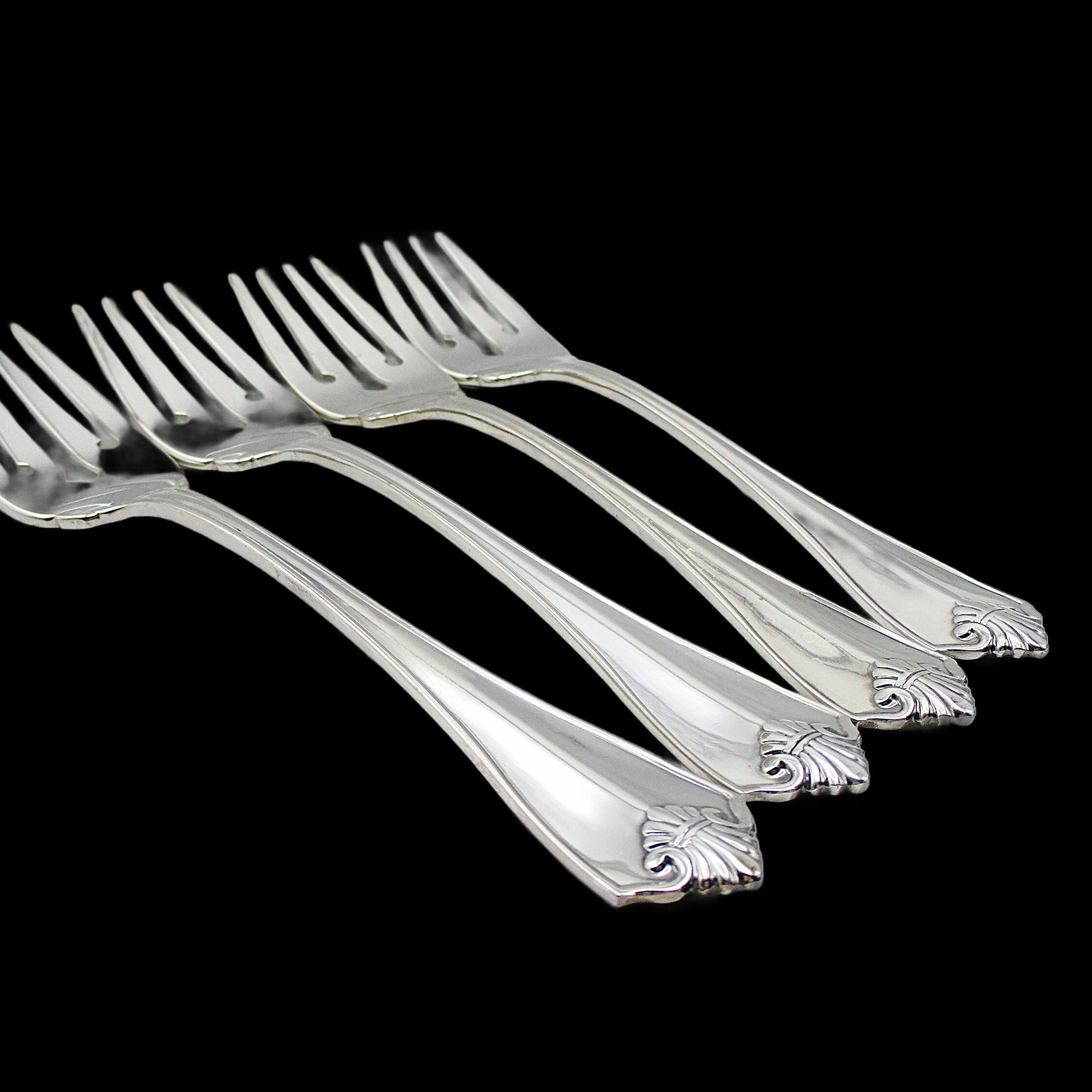 King James Silver Plate 4 Salad Forks, Oneida, Silverware Flatware Replacement Pieces, Excellent Condition