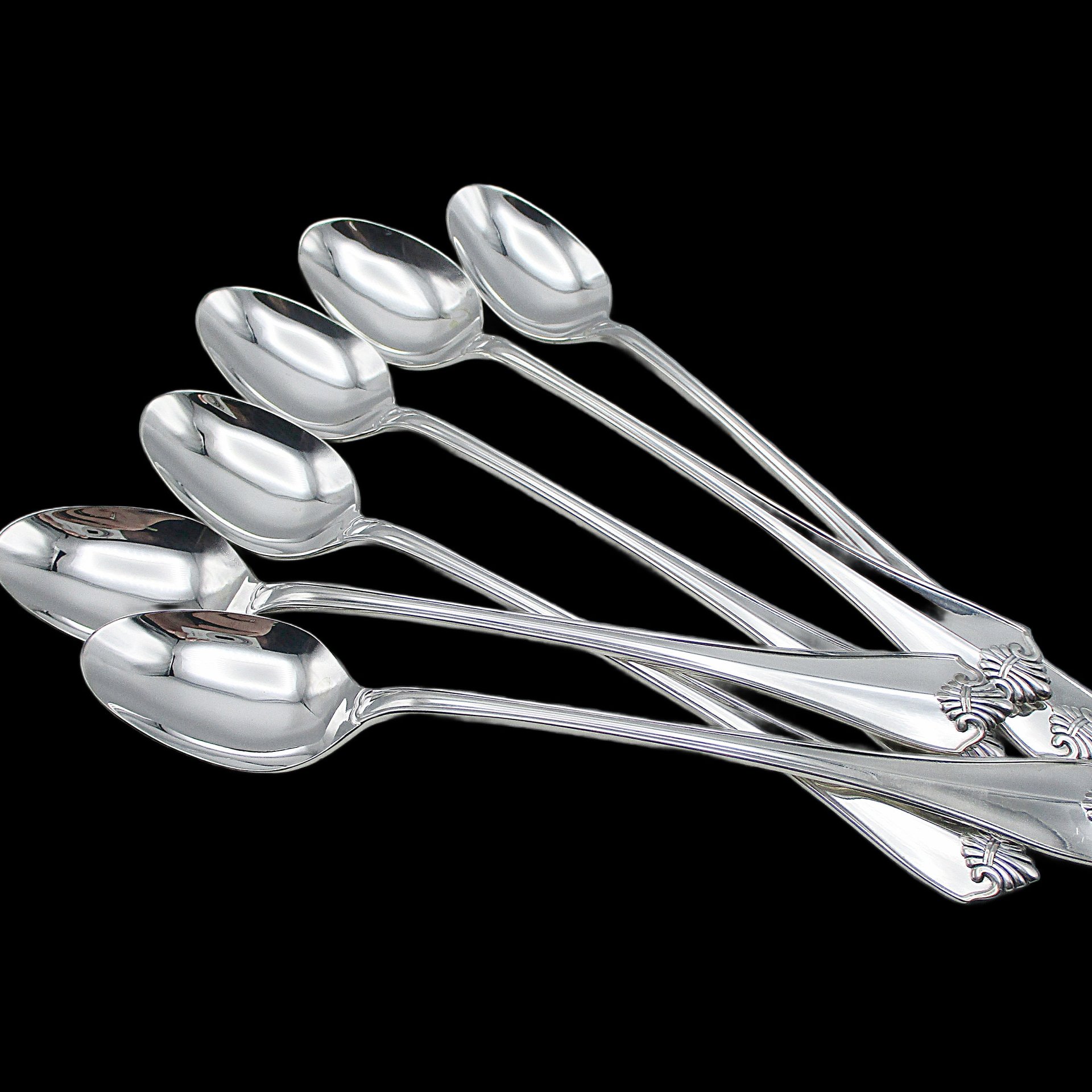 King James Silver Plate 6 Ice Tea Spoons, Oneida, Silverware Flatware Replacement Pieces, Excellent Condition