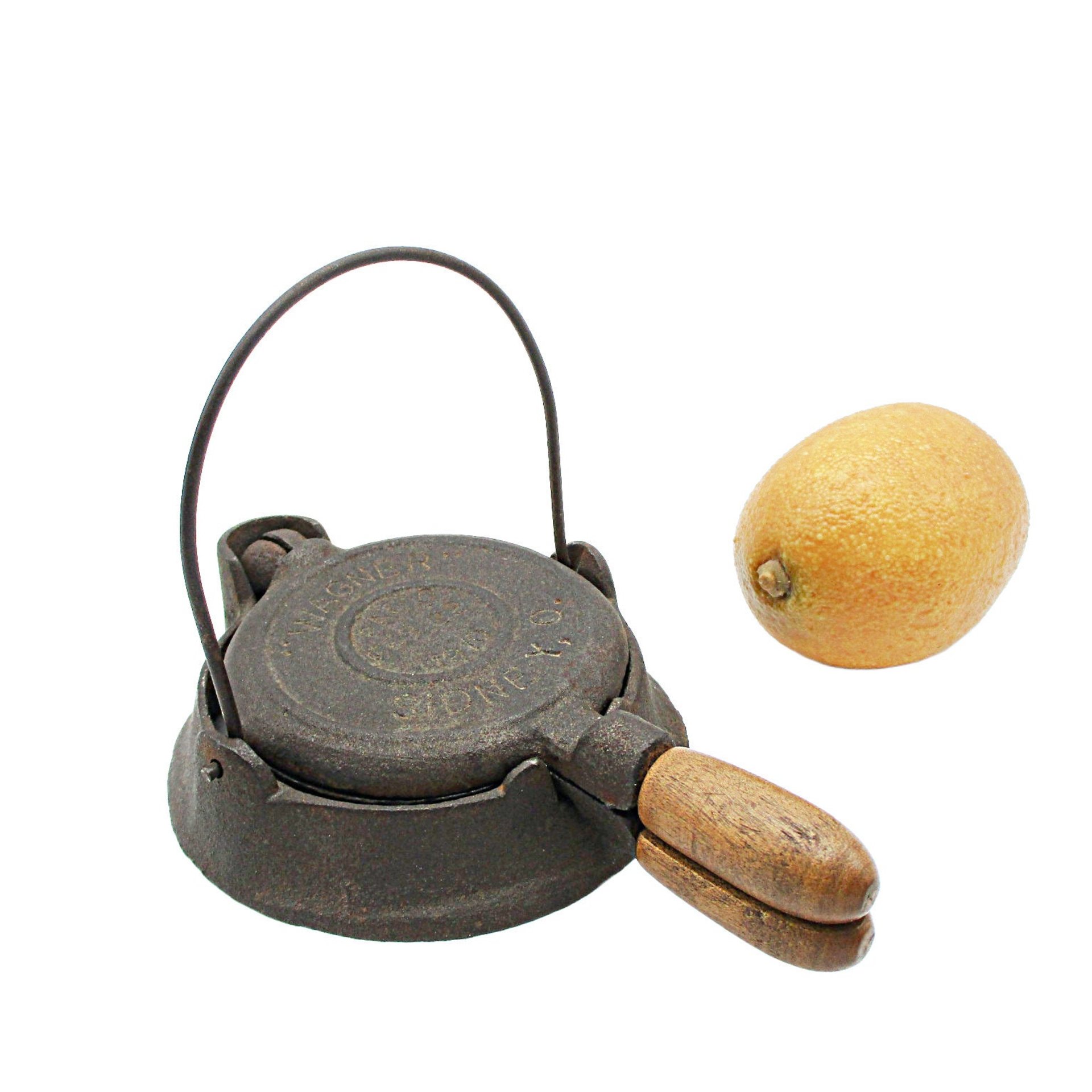 Wagner Cast Iron Waffle Maker, Toy Waffle Iron, Sidney Ohio, Wooden Handle, Wagner Toy Cooking Pans Utensils, Primitive Kitchen Decor