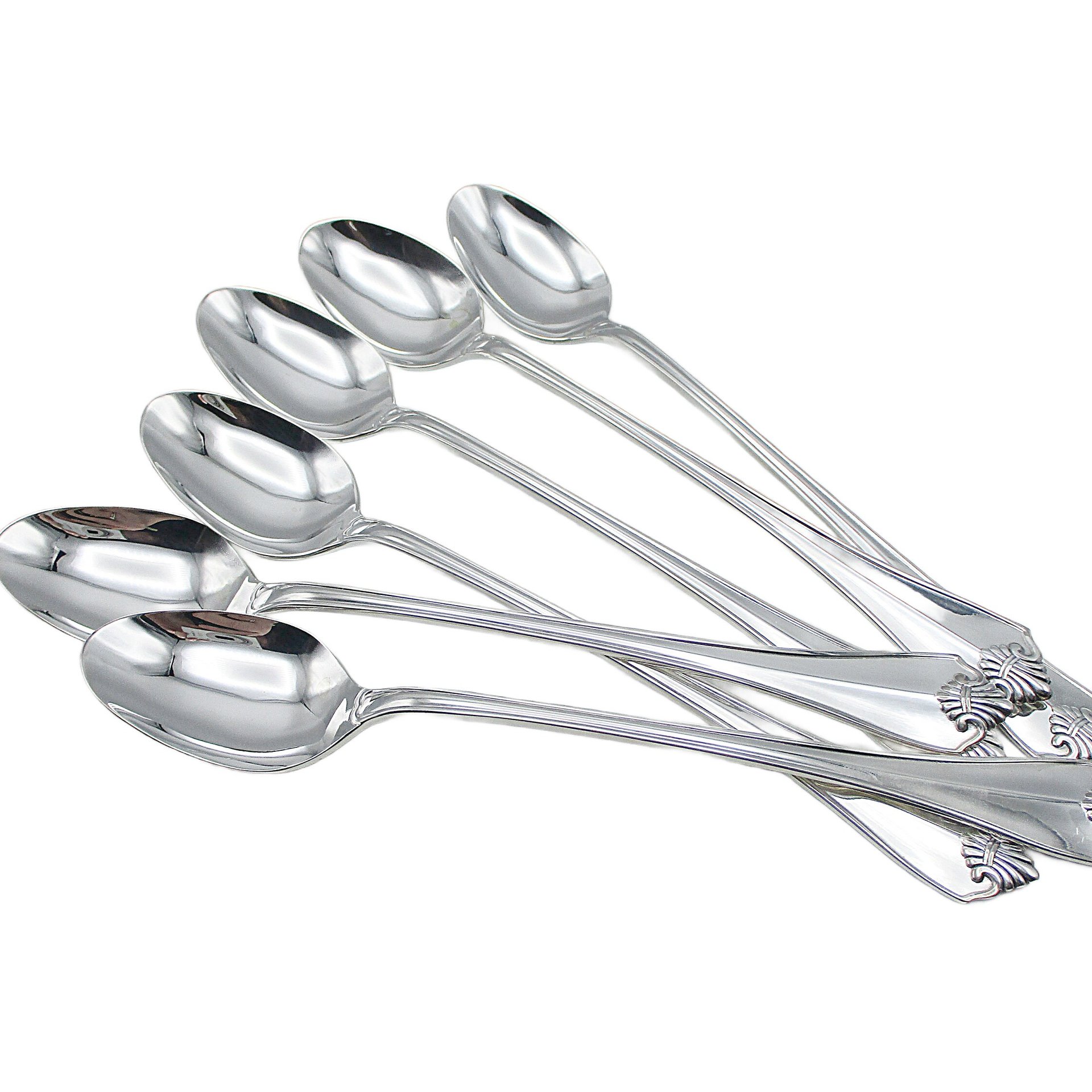 King James Silver Plate 6 Ice Tea Spoons, Oneida, Silverware Flatware Replacement Pieces, Excellent Condition