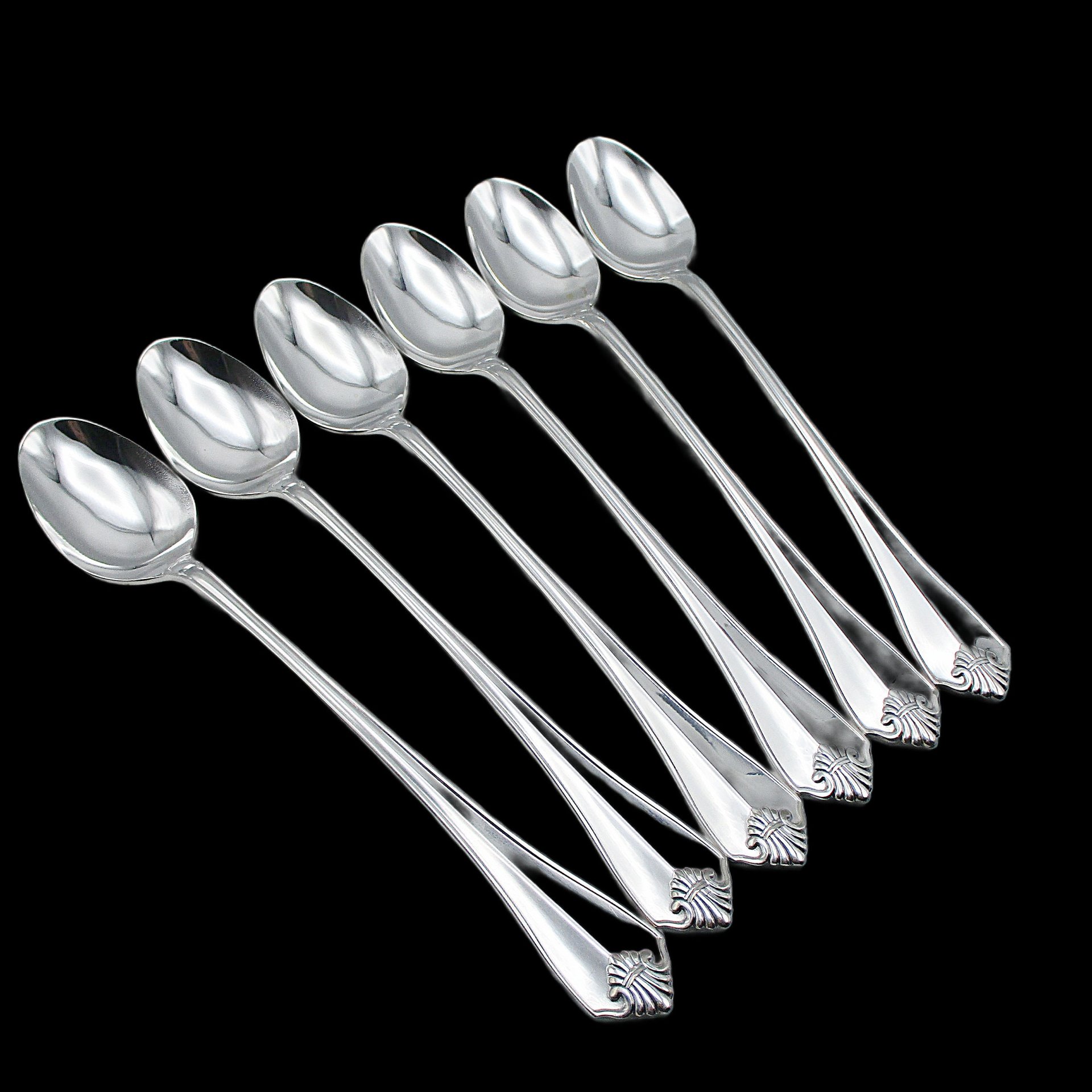 King James Silver Plate 6 Ice Tea Spoons, Oneida, Silverware Flatware Replacement Pieces, Excellent Condition