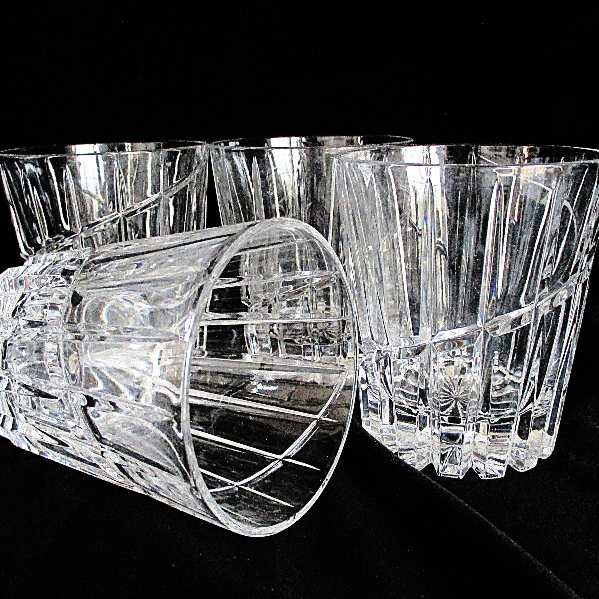 Double Old Fashioneds, Mikasa Uptown, Set of 4, Original Box, Whiskey Bourbon Glasses, Crystal Barware, Excellent Condition, Wedding Gift