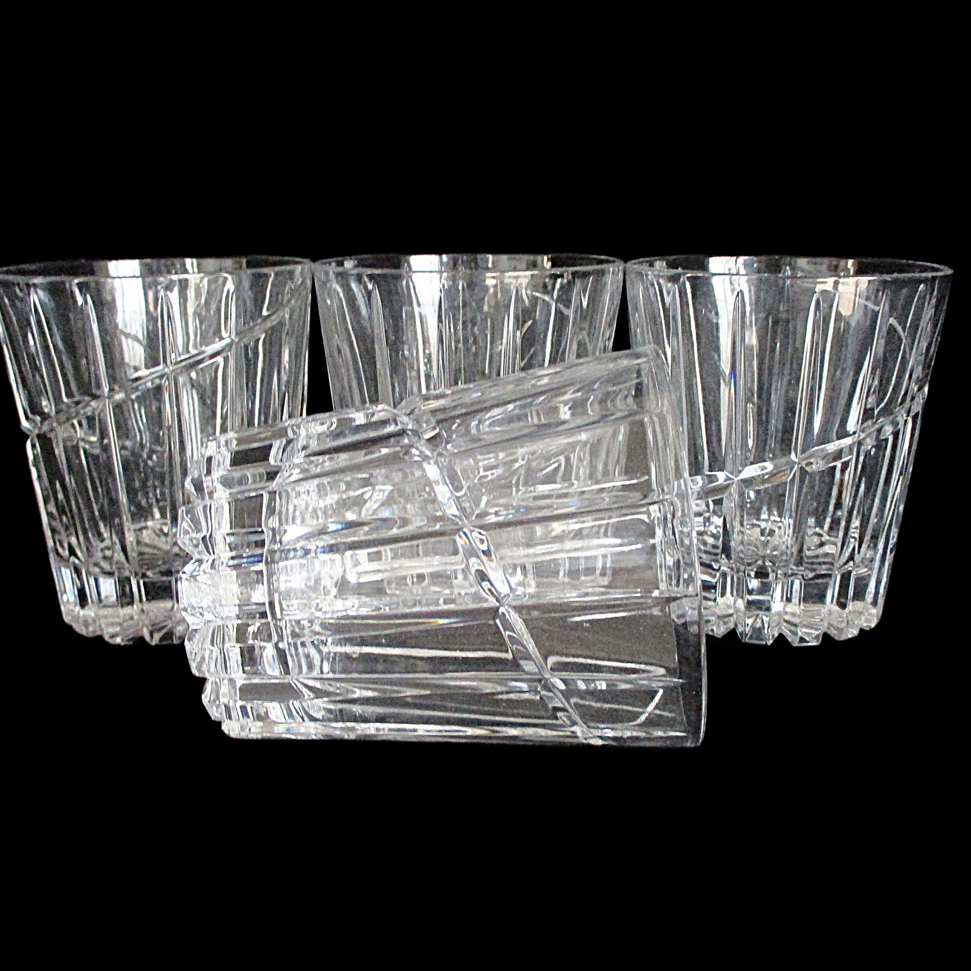 Double Old Fashioneds, Mikasa Uptown, Set of 4, Original Box, Whiskey Bourbon Glasses, Crystal Barware, Excellent Condition, Wedding Gift