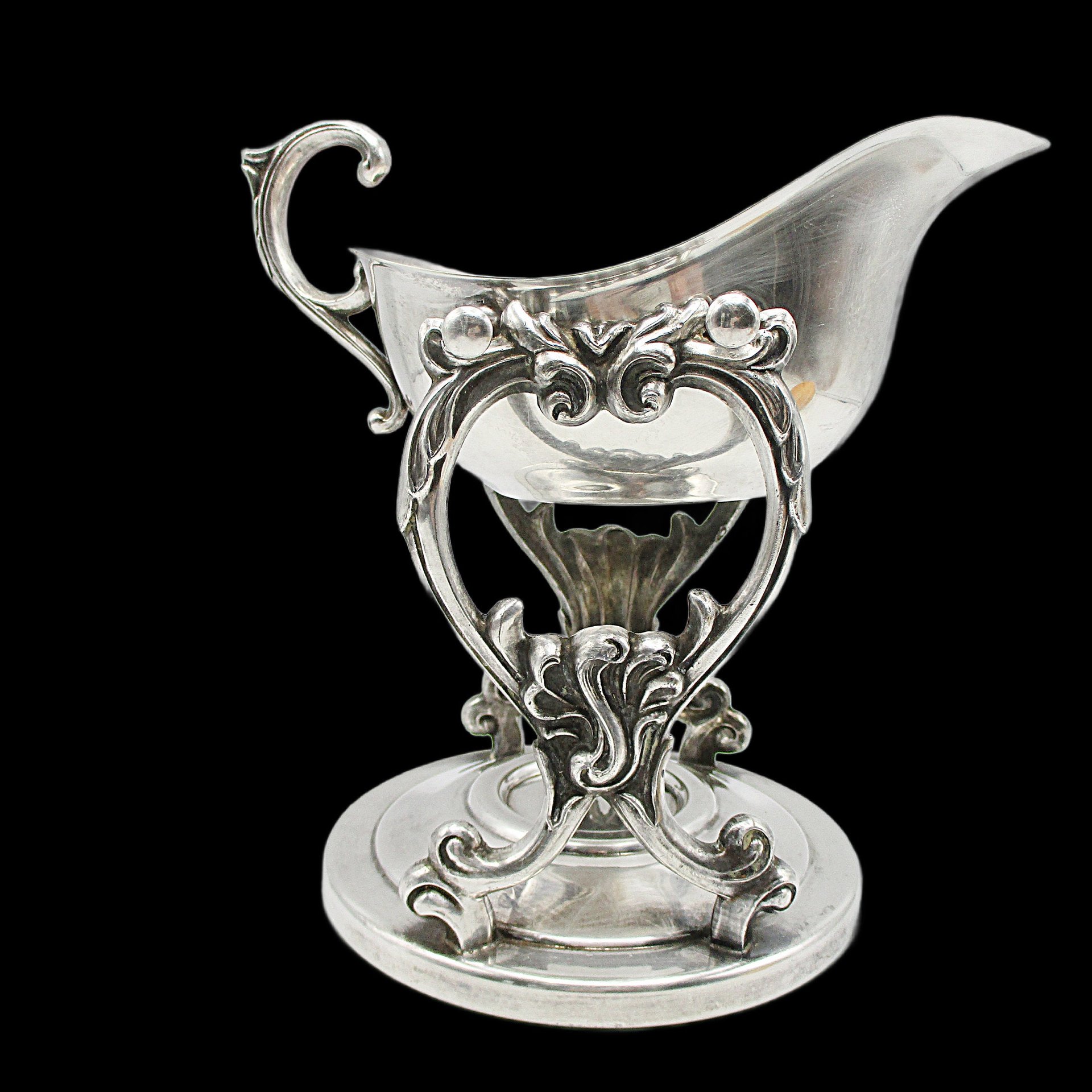 Silver Plate Gravy Boat with Stand and Warming Tray, Removable Gravyboat, Elegant Formal Dining, Tablescaping, Ornate Design, Wedding Gift