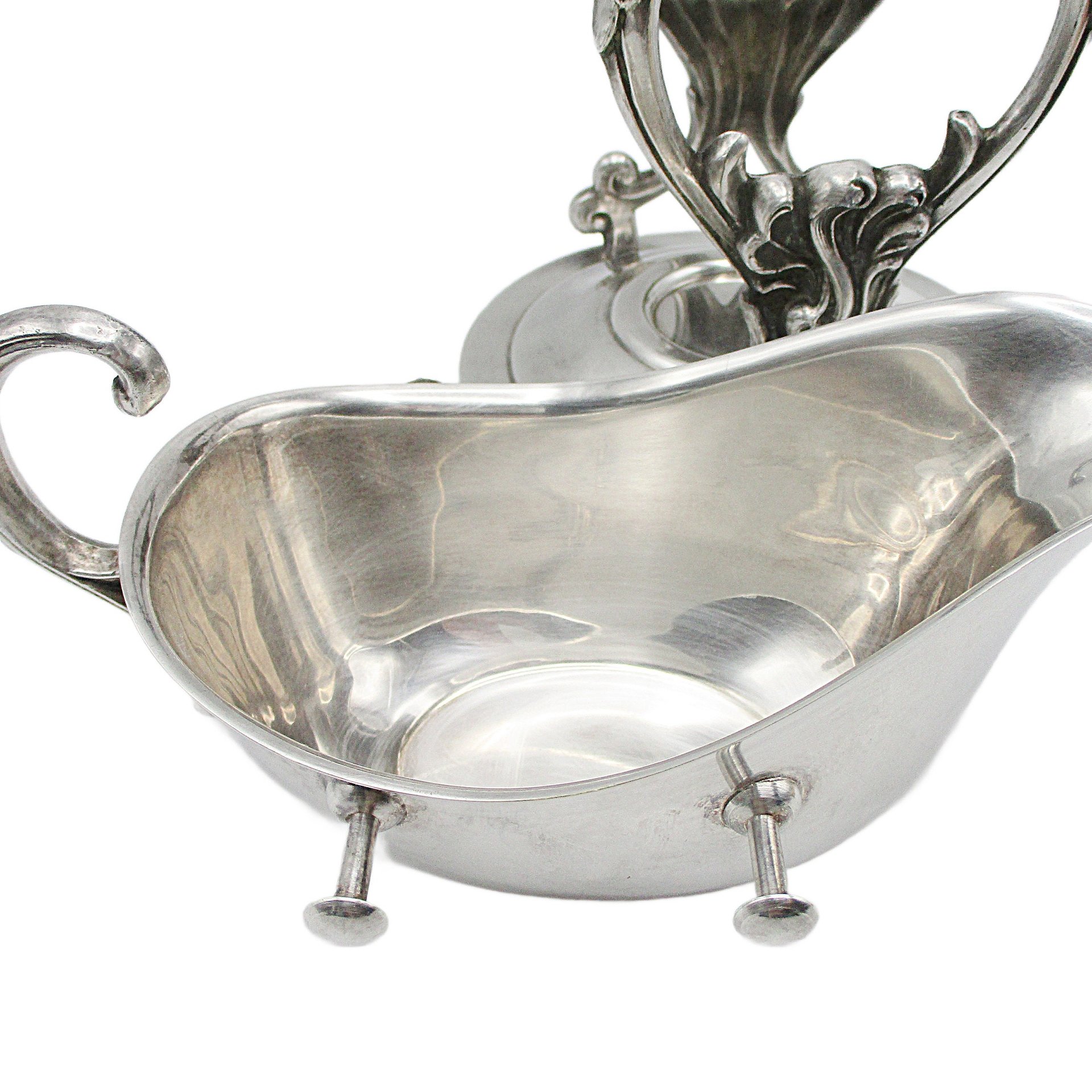 Silver Plate Gravy Boat with Stand and Warming Tray, Removable Gravyboat, Elegant Formal Dining, Tablescaping, Ornate Design, Wedding Gift
