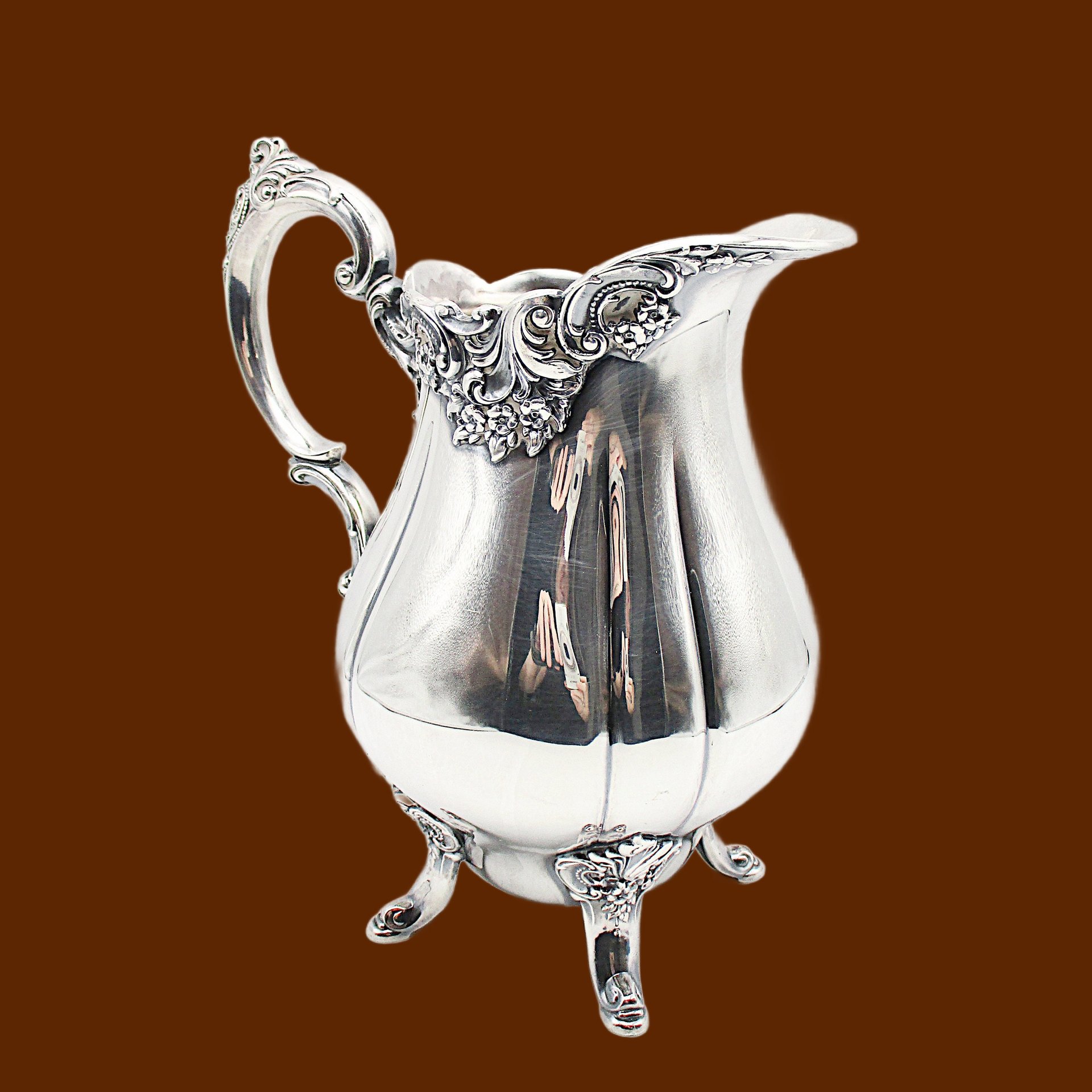 Wallace Baroque Silver Plate Pitcher, Large Beverage Pitcher, Bridal Shower Decor, Wonderful Condition, Wedding or Anniversary Gift