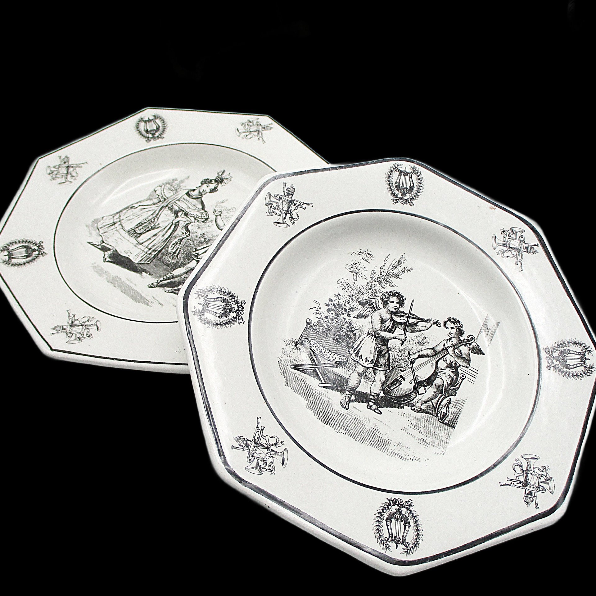 Mottahedeh Plates, Salad and Dessert Plates, Variety of Black and White Patterns, Set of 3, Made in Italy