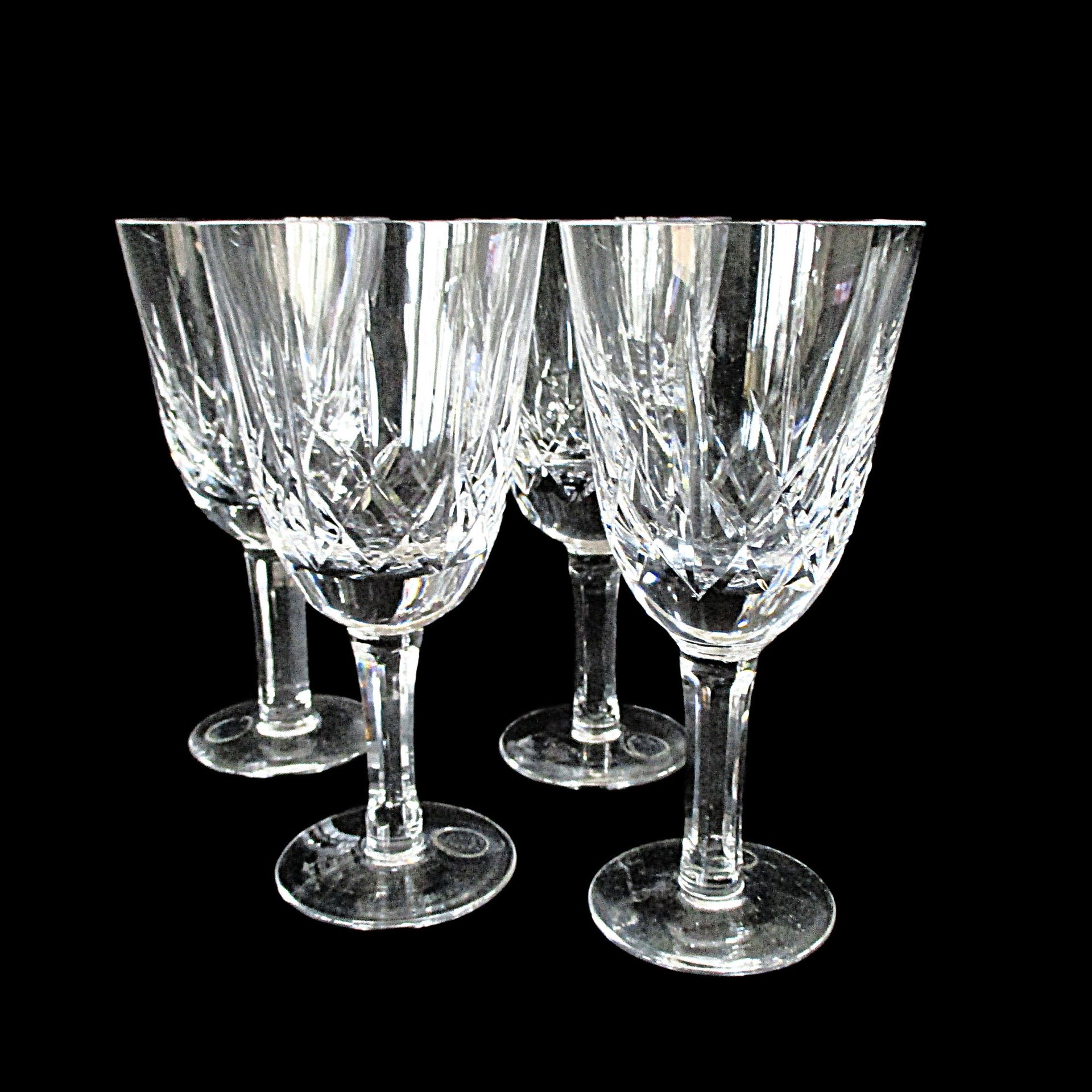 Wedgwood Irish Crystal, Water Goblets, Large Wine Glasses, Deep Cuts, Highly Reflective, Excellent Condition, Wedding Gift, Set of 4
