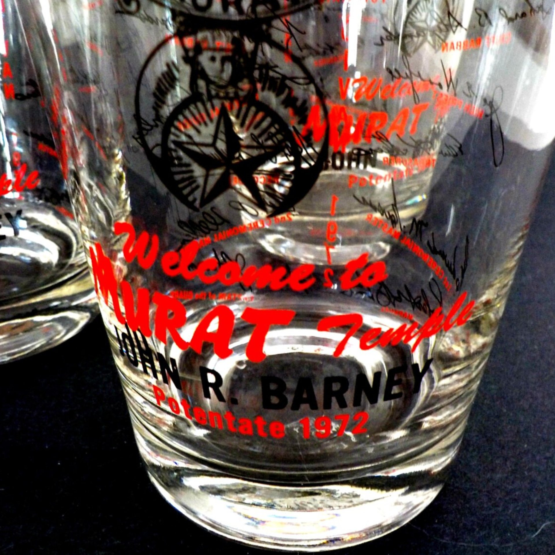 Freemason Masonic Barware, Set 4 Highballs, Lowballs, Shriners Masonic Potentate Glasses 1972, Murat Oasis, Murat Temple, Make Offer