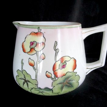 Antique Large Pitcher, Stout Water or Milk Pitcher, Nippon Japan, Floral Hand Painted, Farmhouse Decor, 1910s, Vintage Gifts, Make Offer