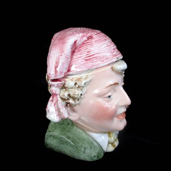 Antique Tobacco Jar Humidor, Majolica Head Container, Cigar Bar Decor, Man in Stocking Cap, Made in Germany, Vintage Gifts, Fathers Day Gift