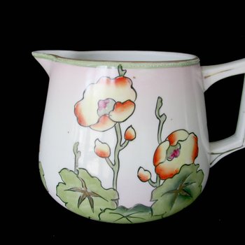 Antique Large Pitcher, Stout Water or Milk Pitcher, Nippon Japan, Floral Hand Painted, Farmhouse Decor, 1910s, Vintage Gifts, Make Offer