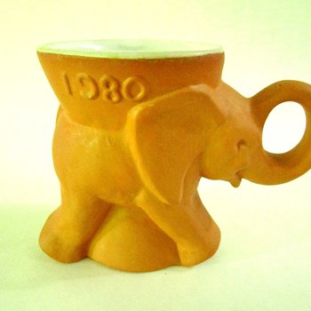 Frankoma Political Mug, GOP Elephant, Election Mug, Brown Terra Cotta Tone Mug, Republican Party Mug, Frankoma Pottery
