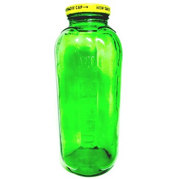 Emerald Green Jar, Screw Cap, Refrigerator Jug, Water or Juice Jug, Embossed with Measurements, Green Water Jug, 2 Avail, Make Offer
