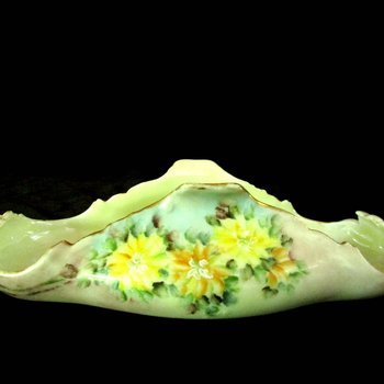 Limoges Dresser Tray, Limoges France, Yellow Floral, Scalloped Edges, Flared Sides, Glove Tray, Jewelry Tray, Hand Painted, Limoges France