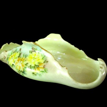 Limoges Dresser Tray, Limoges France, Yellow Floral, Scalloped Edges, Flared Sides, Glove Tray, Jewelry Tray, Hand Painted, Limoges France