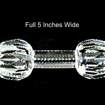 Large Crystal Knife Rest, 5 Inches Wide, Serving Utensil Rest, Crystal Dumbbell, Wedding Cake Knife Rest, Sawtooth Cuts, Excellent Condition