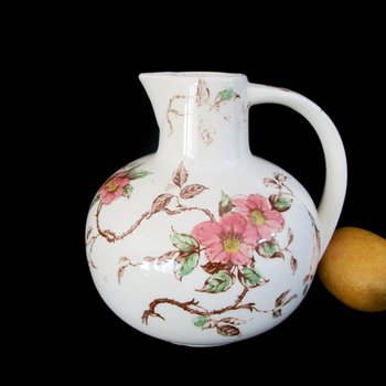 Vintage Teapot or Pitcher, Springtime, Hand Painted, Nasco Springtime Jug, Flowers and Branches, Farmhouse Kitchen Decor