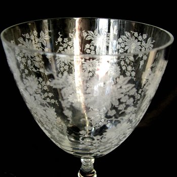 Tiffin Queen Astrid Set of 4, Etched Water Goblets, Stem 17351, Wedding Gift, Excellent Condition, 2 Sets Avail