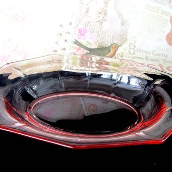 Cambridge Glass Serving Bowl, Pink Decagon,  Pink Dishes, Baby Shower Serving Dishes and Bowls, Excellent Condition