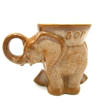 Frankoma Political Mug, GOP Elephant, Election Mug, Brown Mug, Republican Party Mug, Frankoma Pottery