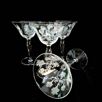 Morgantown Mayfair Crystal Stemware, Acid Etched, Set of 4, Sherry or Small Wine, Elegant Crystal Glassware, Wedding Gift, 2 Sets Avail