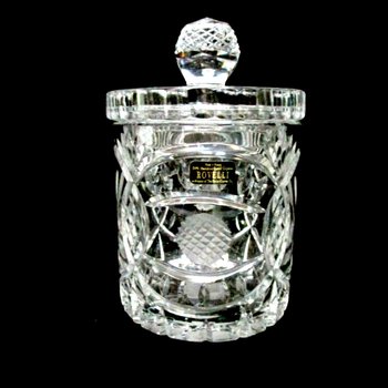 Crystal Ice Bucket, Biscuit Jar, Rovelli Hand Cut Crystal, Cut Golfing Design, Golf Clubs, Golf Balls, Gift for Golfer, Made in Switzerland