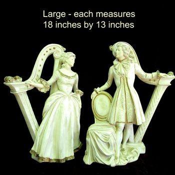 Large Mid Century Statues Victorian Man and Woman, Universal Statuary 1958, Victorian Decor, Statement Pieces, Mantle Statues, Wedding Gift