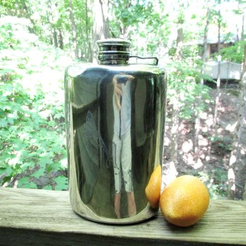 Silver Plate Hip Flask, 33 Ounces, Antique Flask,  Meriden International Silver, Large 9 Inches Tall, Very Old