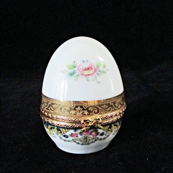 Imperial Limoges Egg Quartz Clock, Pink Florals, Ornate Gold Rims, Limoges Egg with Clock, Mothers Day Gift