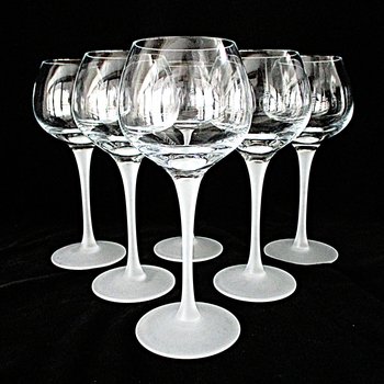 Red Wine Glasses, Set of 6, Wine Tasting, Long Slender, Frosted Stem, Balloon Shaped Bowl, Crystal Wine Glasses with Frosted Stems