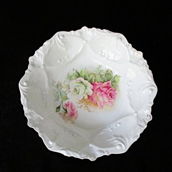 RS Prussia Bowl, Large Rose Bowl, Authentic RS Prussia Hallmark, Light and Translucent Porcelain, Wedding Gift