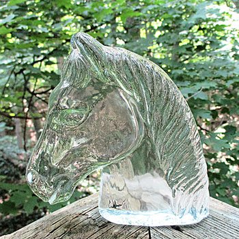 Horse Bookend, Glass Horse Head Paperweight, Heavy Bookend, Gift for Horse Lover